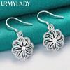 URMYLADY 925 Sterling Silver Flower Earrings For Women Wedding Engagement Party Fashion Jewelry