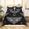Death Moth Duvet Cover Set King Queen Full Twin Size Galaxy Sun and Moon Polyester Comforter Cover Boho Gothic Skull Bedding Set