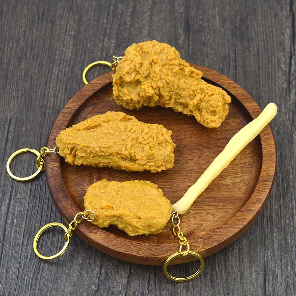 French Fries Fried Chicken Around Key Rings Food Pendant Key Chains Imitation Food Keychains
