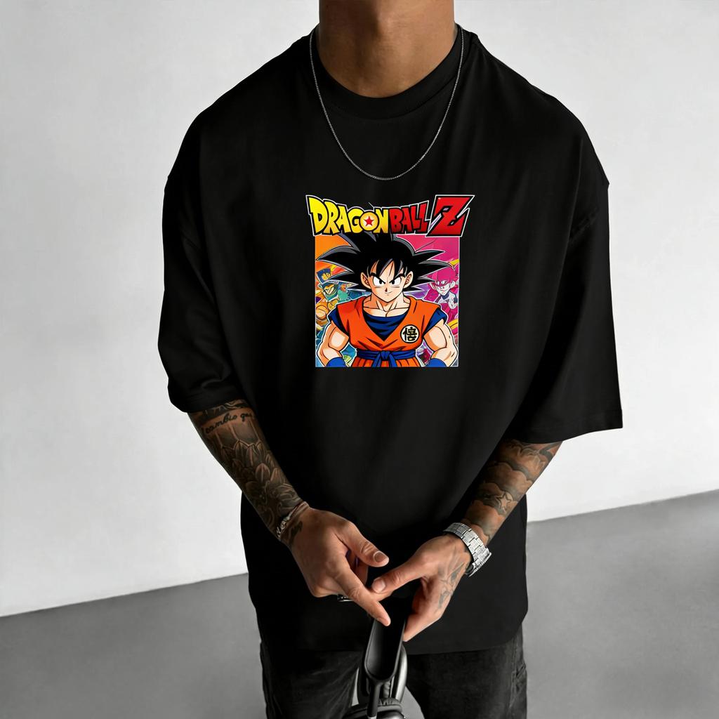 Новая аниме-футболка Dragon Ball с принтом Goku, с круглым вырезом, с короткими рукавами, летняя 2026, мужская, свободная, дышащая, спортивная, хлопковая