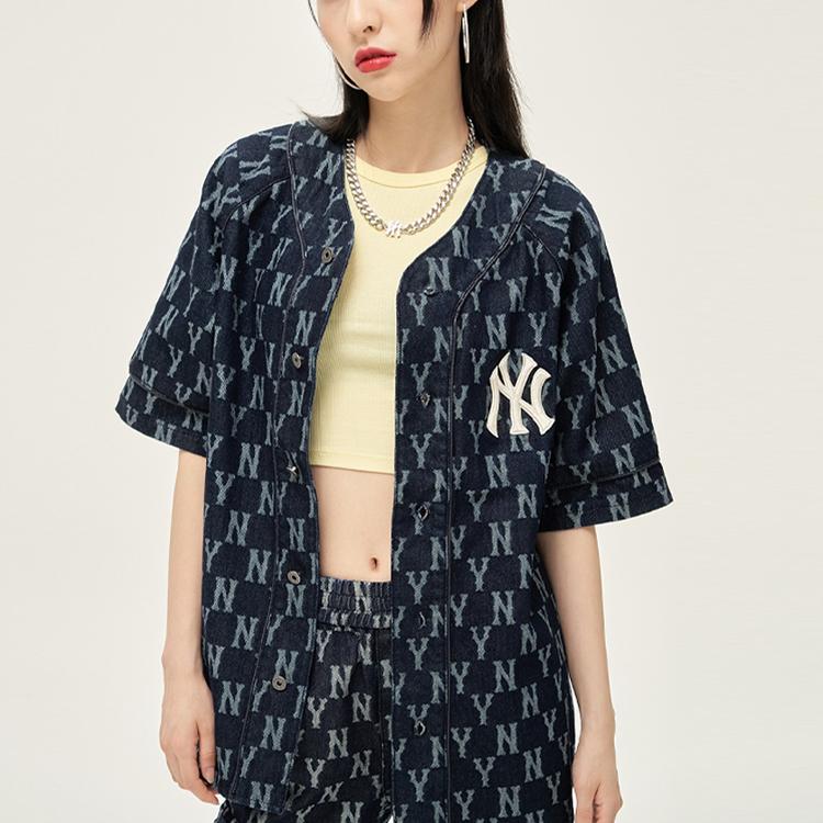 New MLB Old Flower Shirts Unisex Dark Blue 3ABSN1014-50BLD