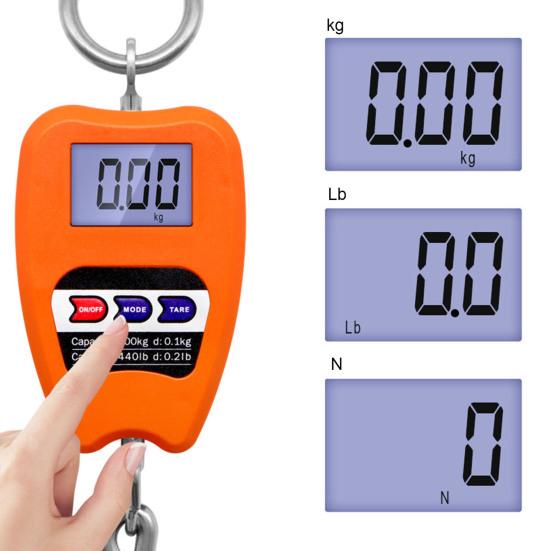 Портативные весы с крючками, 200 кг/50 г, высокая безопасность, легко читаемые, компактные электронные подвесные весы прямого типа, промышленные весы