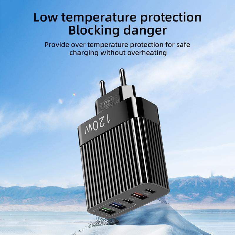 Five Ports 120W Phone Charger 3 USB+2 PD Super Charging Fast Charge For Xiaomi Huawei Smartphones EU US UK Plug