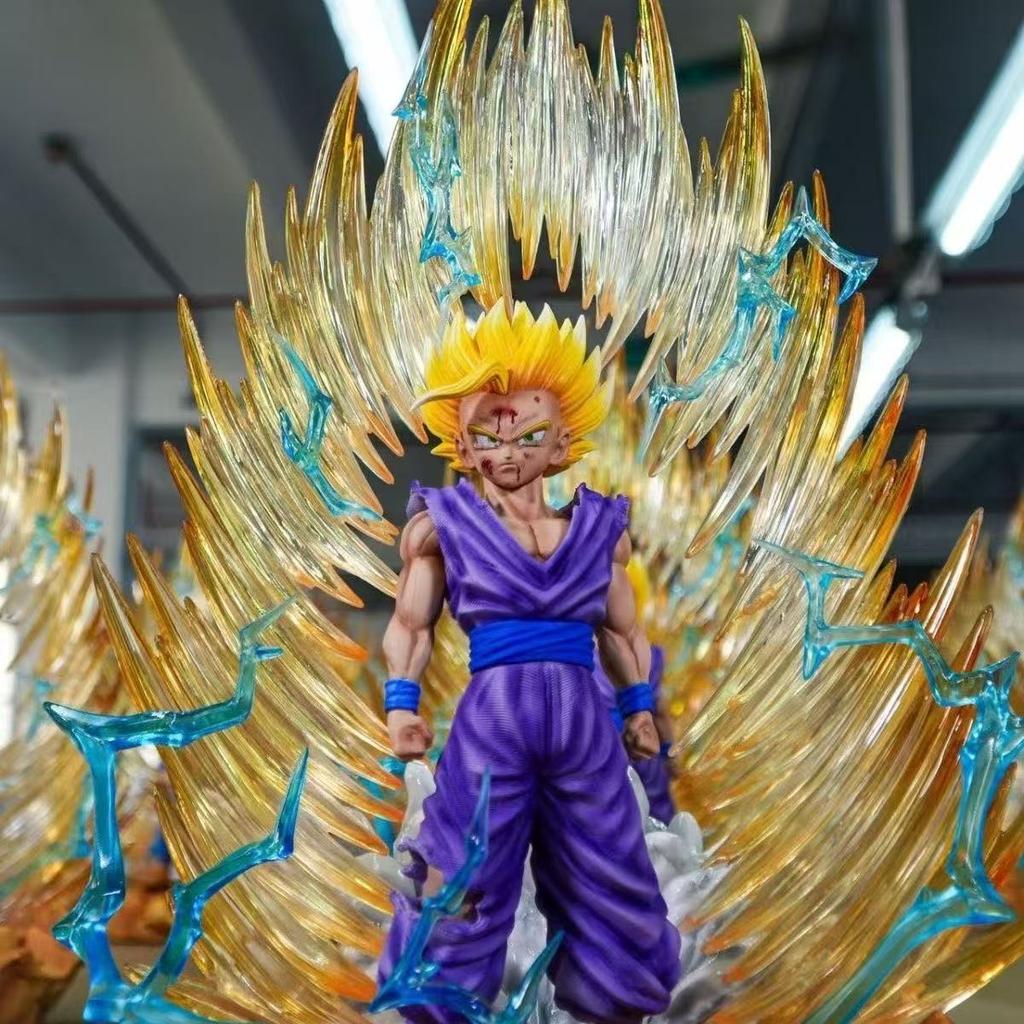 Jt Statue Drogan Boll Z Son Gohan Figure Replaceable Heads Led Base Super Saiyan Gohan Action Figures Collection Mode Toys Gifts