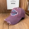 New autumn letter embroidered baseball cap children's old ripped soft top cap men's retro American show small face
