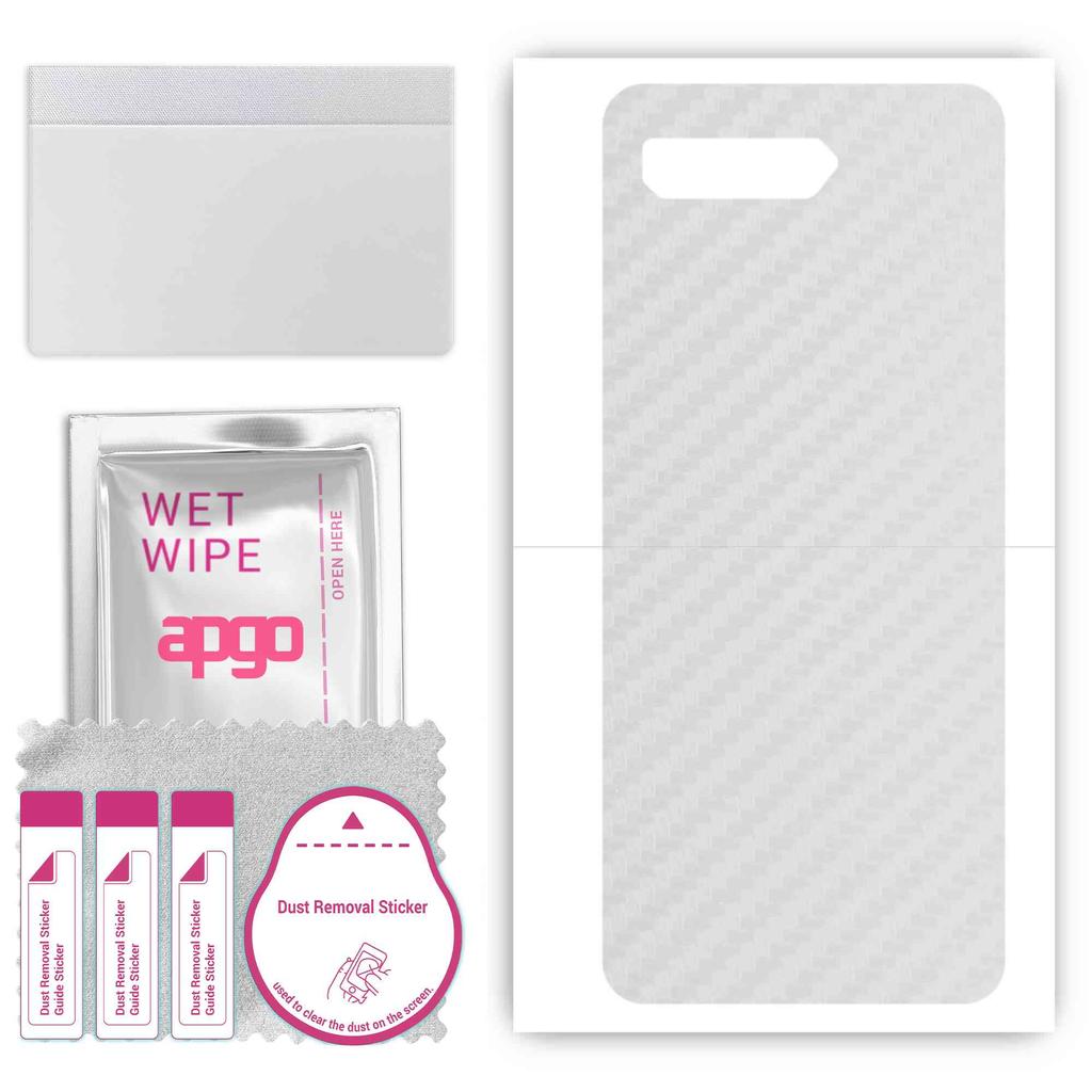 apgo Protective Skin Sticker for the Back Compatible with Asus ROG Phone 5s Pro, Wrap Film, Foil, Vinyl - Pattern Transparent Carbon