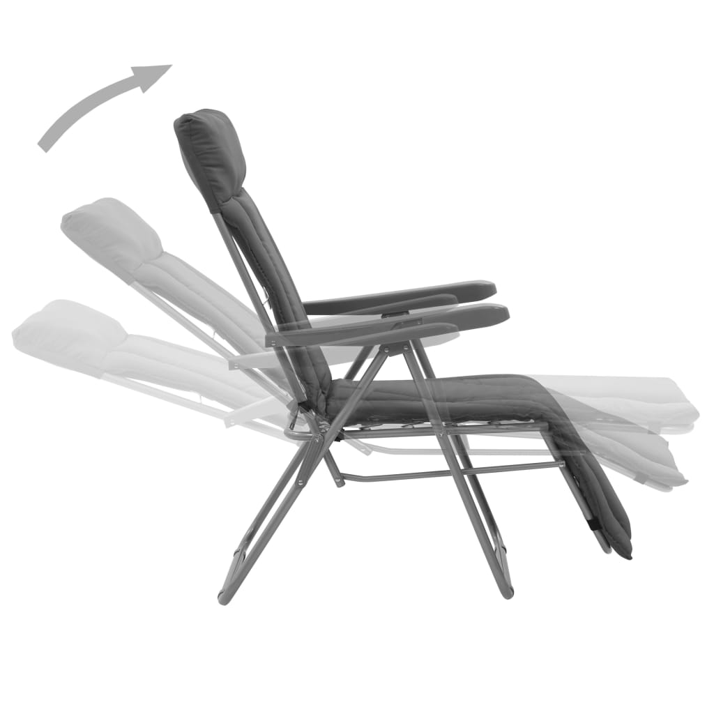 vidaXL Klappstühle mit Kissen, 2 Stück, Grau
