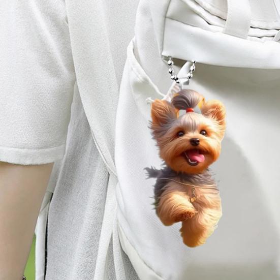 Подвесное украшение, креативный 2D акриловый плоский мультяшный кулон в виде собаки с ремешком, легко подвешиваемый брелок, автомобильный аксессуар