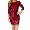 Женское сексуальное женское коктейльное вечернее платье с длинными рукавами и блестками, мини-платье