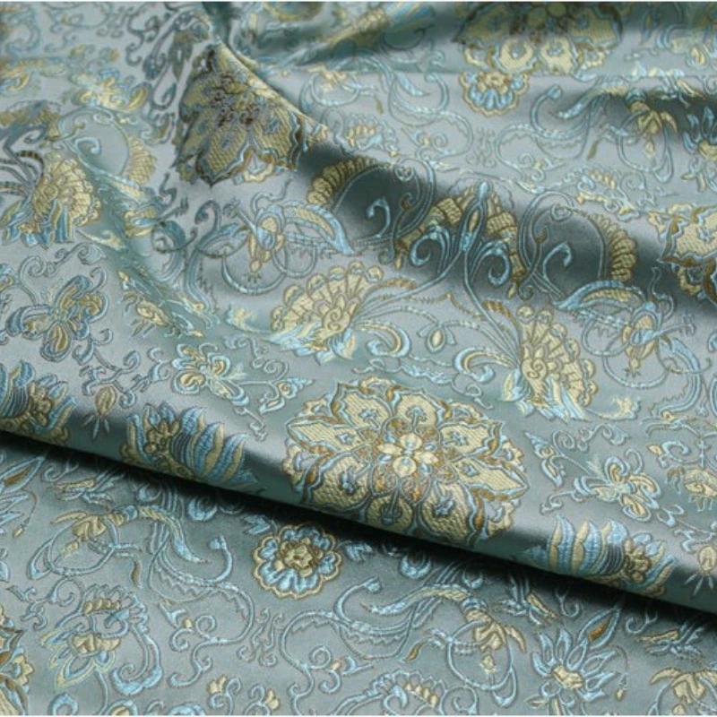 75x100cm Jacquard Floral Style Damask Silk Satin Brocade Fabric Costume Upholstery Furniture Curtain Clothing Material
