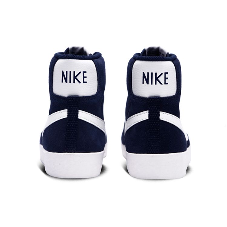 Nike Блейзер Винтаж Замша Нескользящие Легкие Полувысокие Кеды для Скейтборда Женские Кроссовки Темно-синий Белый AV9376-400