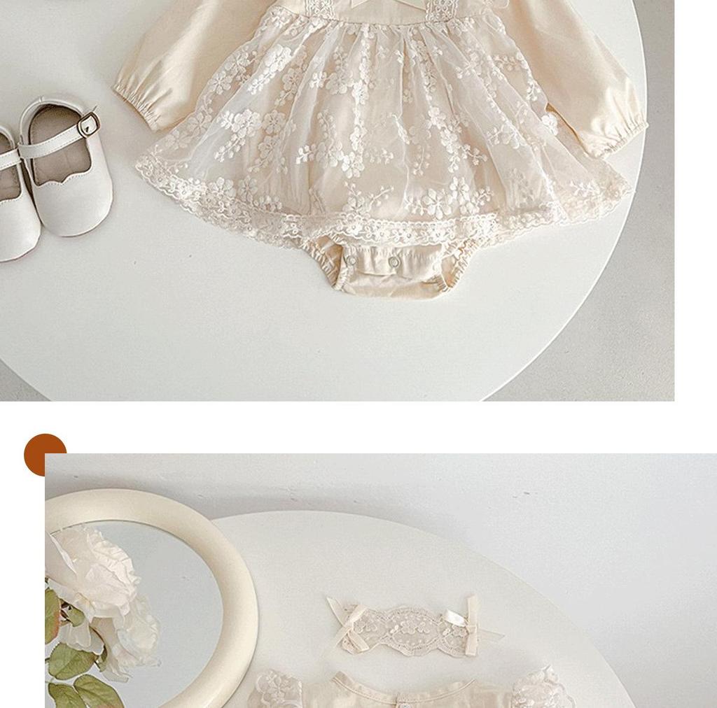 Весенний корейский кружевной комбинезон с длинными рукавами для девочки