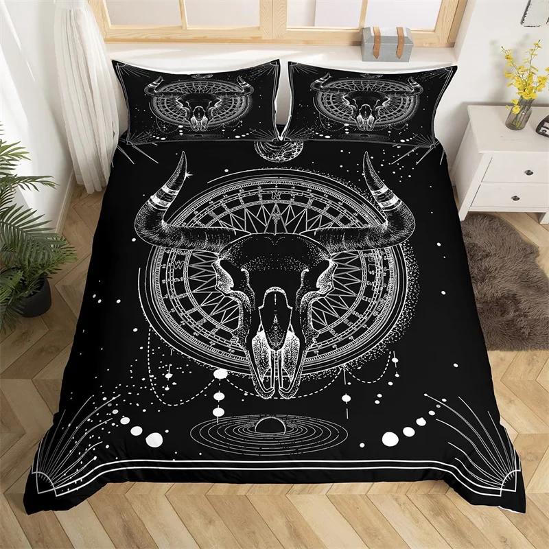 Пододеяльник с черепом быка King Western Cowboy Постельное белье Farmhouse Hat Shoes Покрывало из микрофибры Cactua Desert Покрывало из микрофибры