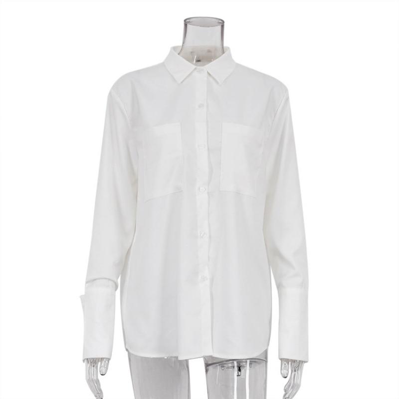 Fashion White Shirt Office Lady Tops Spring Autumn Long Sleeve Shirt Women Blouses With Pocket Loose Clothes Blusas 28016