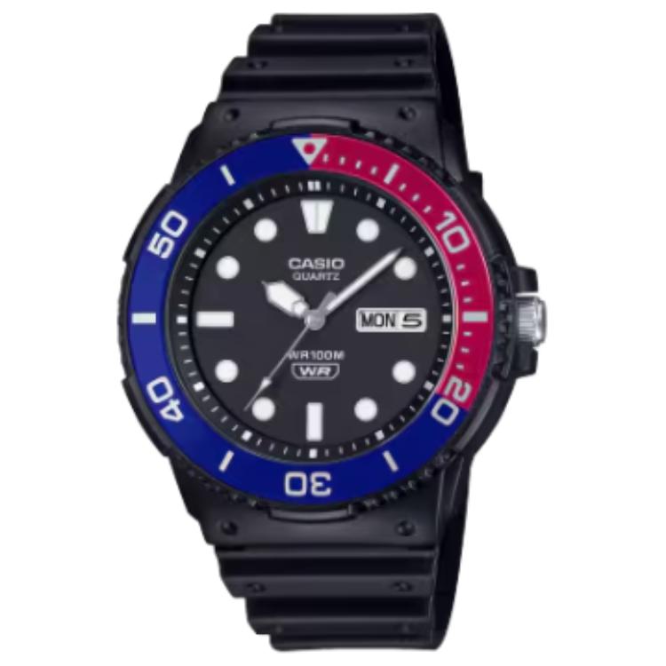 Casio Часы с кварцевым механизмом и полимерным ремешком Мужские часы Черный циферблат MRW-230H-1E2V