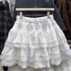 Women's High Waist White Ballet-Style Lace Puff Skirt: Anti-Exposure Short Skirt