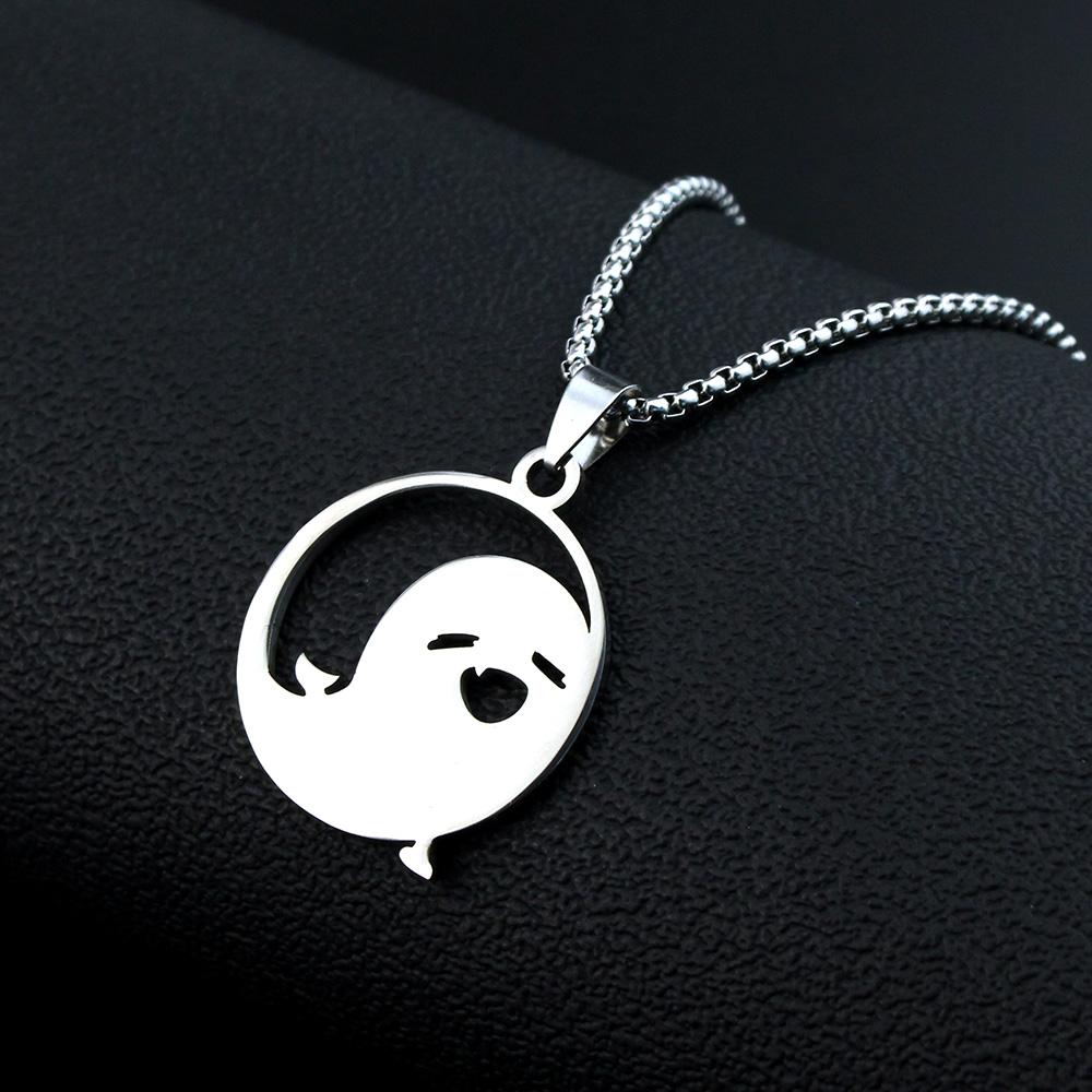 Genshin Impact Titanium Pendant Necklaces Element Pyro Hydro Anemo Electro Dengro Cyro Geo Hutao Boo Jewelry for Players Fans