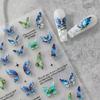 Pink Purple Aurora Shell Butterfly Nail Stickers Shiny Laser 3D Butterflies Nail Decals 8*10cm Adhesive Aurora Shell Butterfly N