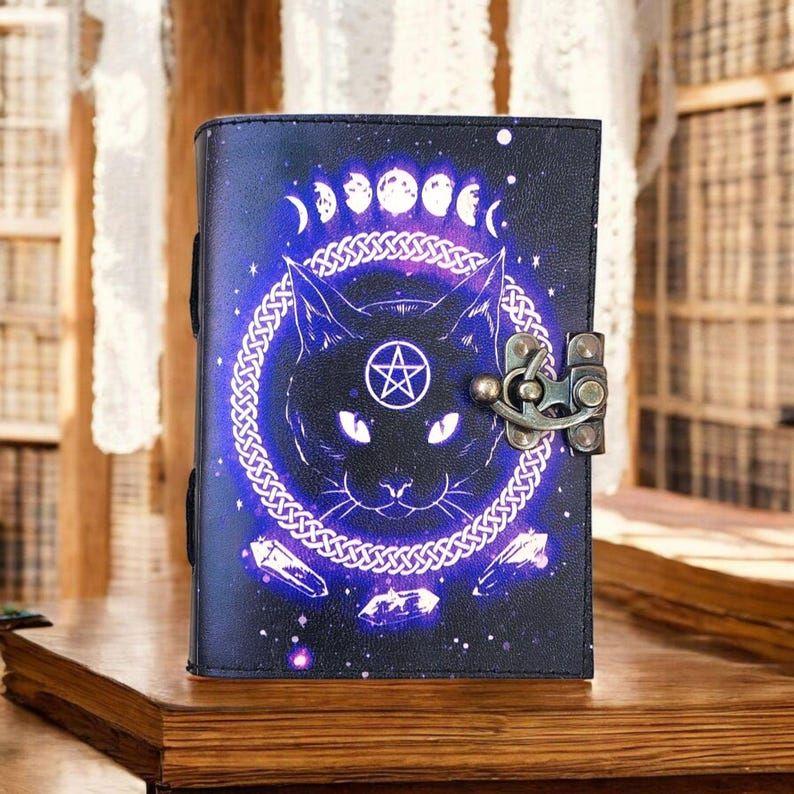 Записная книжка с рисунком кошки, кожаный журнал, винтажный блокнот ручной работы для записей и зарисовок, идеальный подарок для любителей кошек и писателей