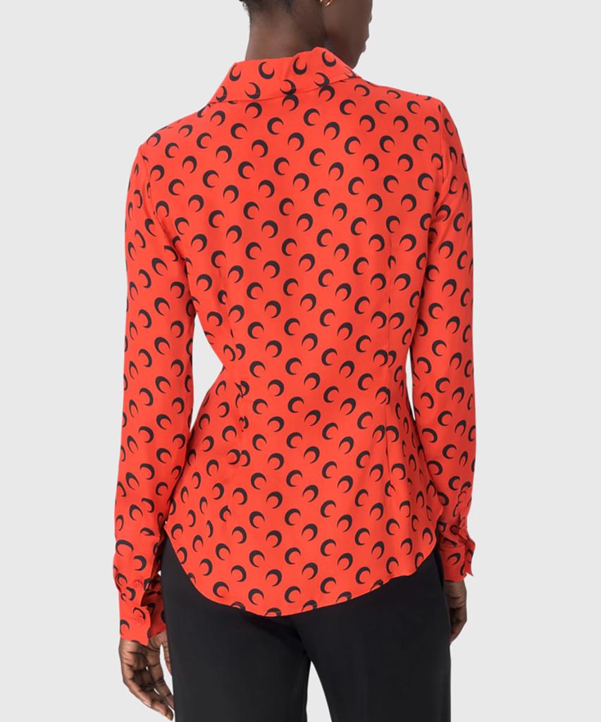 MARINE SERRE (W) Moon Satin Shirt Blouse Red Moon Satin Shirt Blouse Rd10 Red