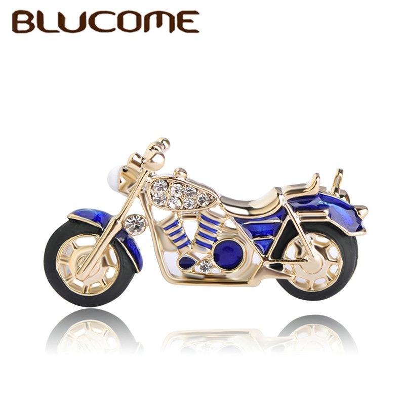 Blucome Fashion Motorcycle Brooch Gold-color Red Enamel Brooches Girls Kids Gifts Jewelry Suit Collar Sweater Accessories Pins