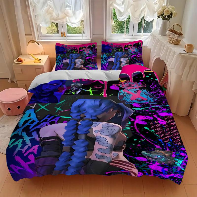 3Pcs Neon Cyberpunk Dreamscape Bedding Sets For All Sizes New 3D Printed Bed Cover Comforter Duvet Cover Pillowcase Bedroom Decoration