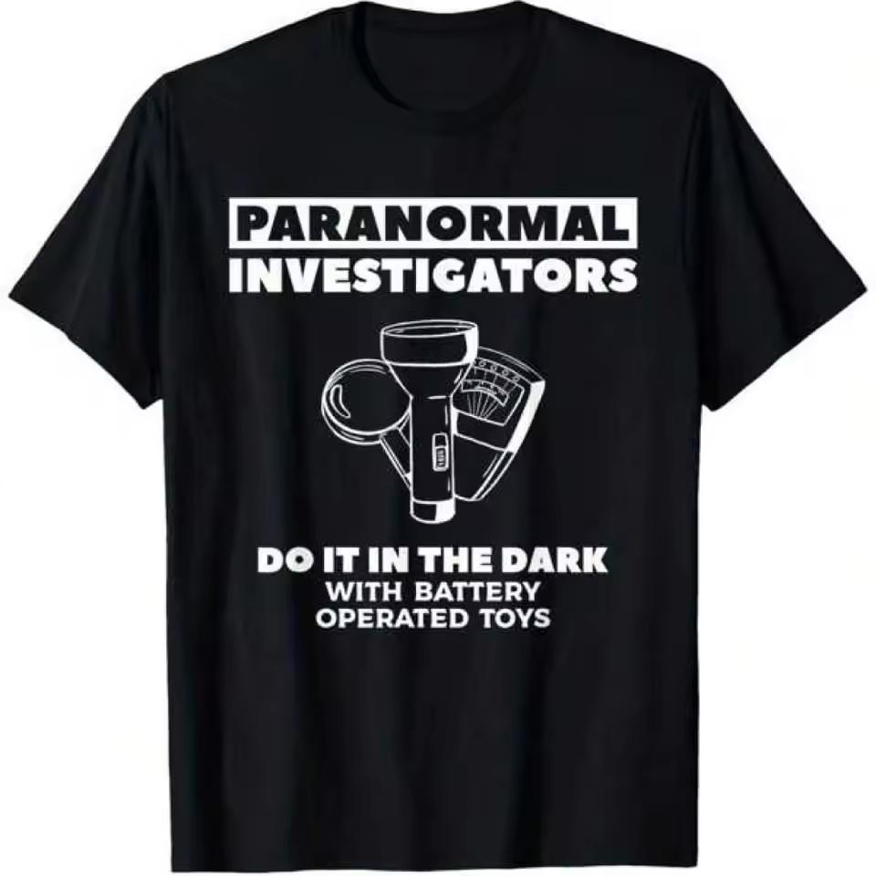 Paranormal Investigators Do It in The Dark Ghost Hunting T-and kids tshirt Casual Round Neck Outdoor Short Sleeve T-and kids tshirt Slight Stretch