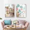 Nordic Posters And Prints Paris Small Town Pink Flower Car Umbrella Wall Art Canvas Painting Wall Pictures For Living Room Decor