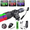 Тактический зеленый/красный/УФ 3-цветный охотничий фонарь Blood Tracker Hog Handheld Lantern + 18650 + зарядное устройство + переключатель + крепление для прицела винтовки