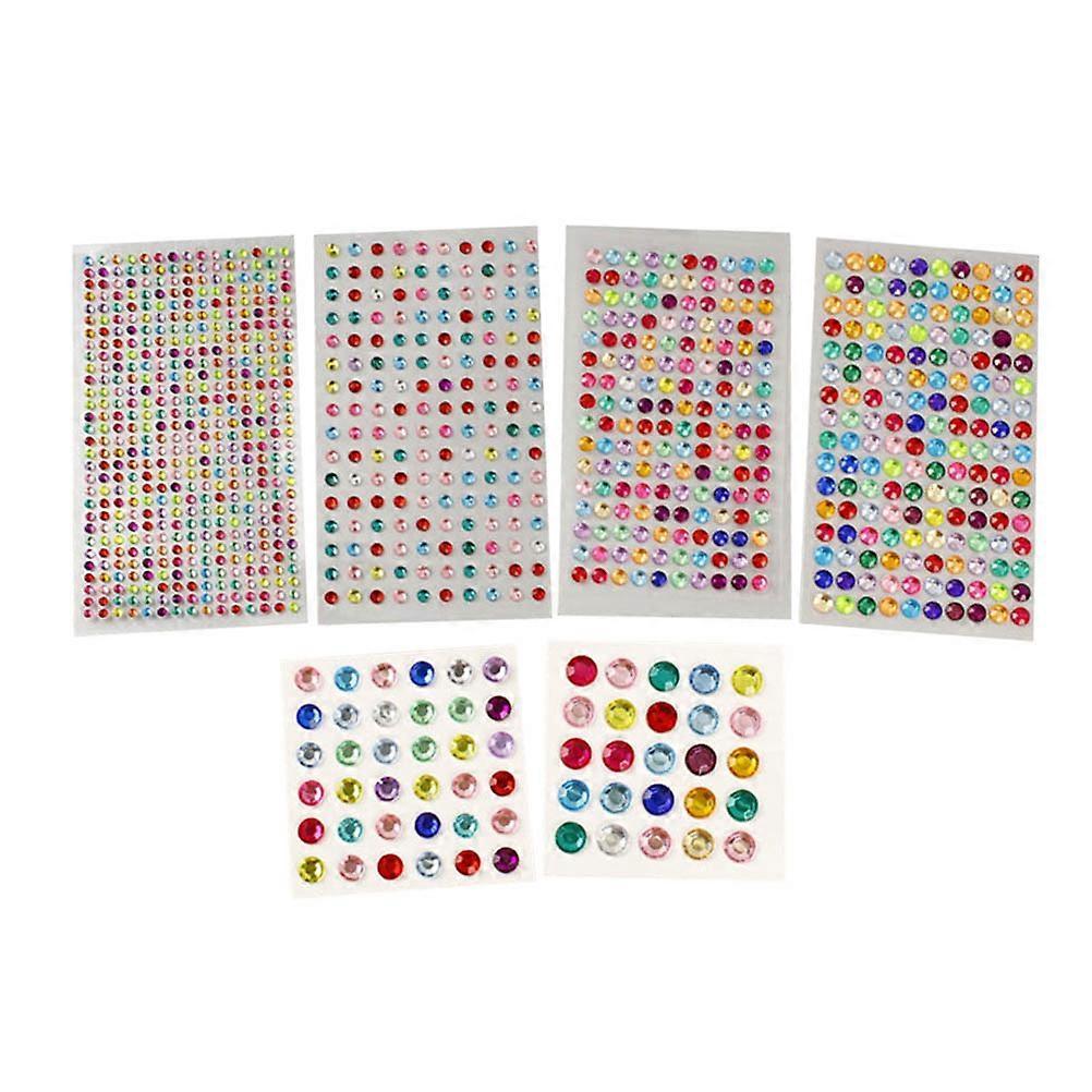 Creative Acrylic Rhinestone Stickers for Crafts and Decoration Assorted Adhesive 12 Sheets