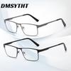 Men Square Metal Large Frame Spring Leg Myopia Glasses Classic Blue Light Blocking Elderly Protection Eyeglasses