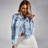 Woman Long Sleeve Ripped Short Denim Jacket Fashion Hipster Jeans Coat Street Casual Female Clothing S-XL