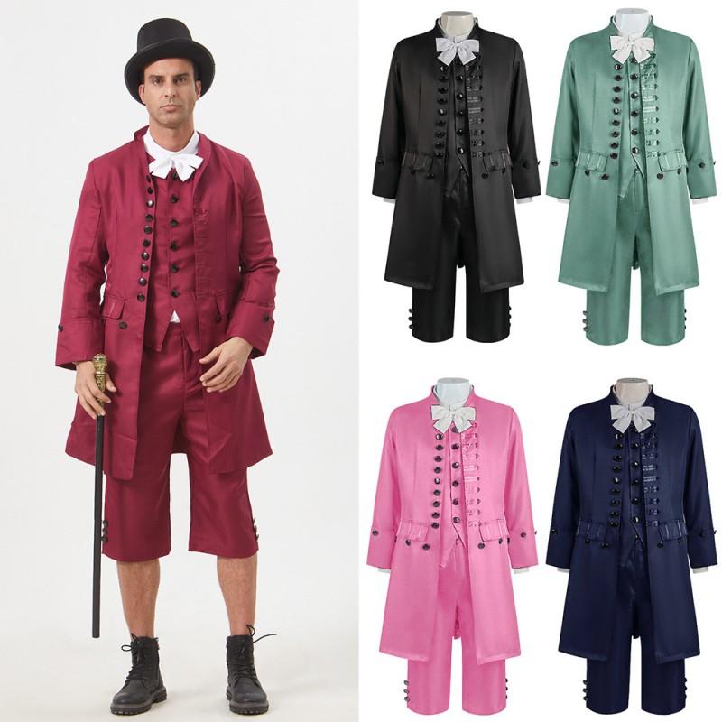 Halloween Medieval Court Prince Costume Set British Mens Vintage Cosplay Outfit Party
