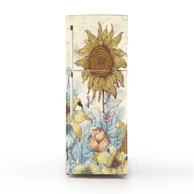 Ретро пляжные наклейки в горшках для покрытия холодильника, виниловая пленка для мебели, наклейка на обои, ПВХ Vinilo Frigorifico