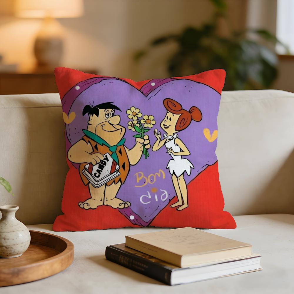 Cartoon FFlintstones Anime Classic Cushion Cover Short plush pillowcase for bed sofa carwashable