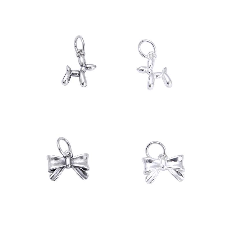 Подвеска-шарм «Собака-пузырь с бантом» из стерлингового серебра S925 для браслетов из бусин «сделай сам»