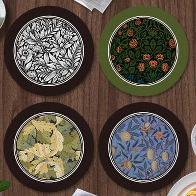 Yousheng Vintage Absorbent Coaster Ethnic Floral Fabric Tea Cup Pad Quick Dry Diatomite Drinks Coaster для горячих и холодных напитков