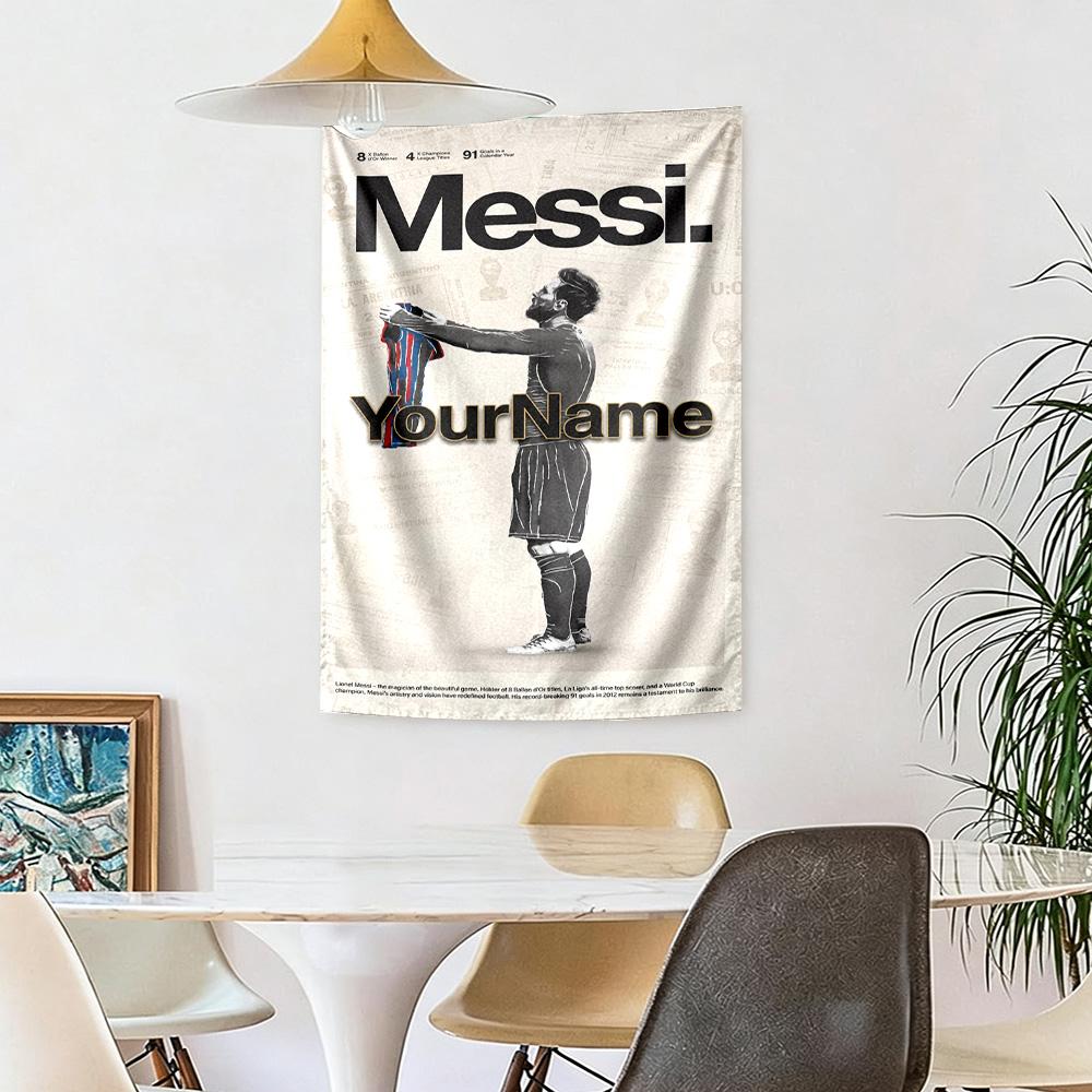 Messi Custom Your Name Wall Decor Tapestry Art For Pet Memorial Birthdaywedding Party Backdrop Family Gift
