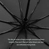 Fully Automatic Reverse-Locking 12-Rib Windproof And Rainproof Black Vinyl Sun Umbrella Suitable For Both Sunny And Rainy Days.