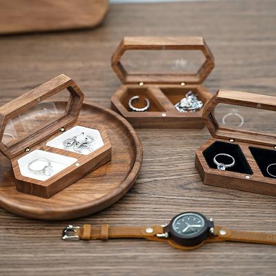Коробка для колец для хранения ювелирных изделий, обручальное кольцо для свадебной церемонии, кольцо по индивидуальному заказу, кольцо в деревенском стиле, свадебный подарок для девушки, дерево ореха