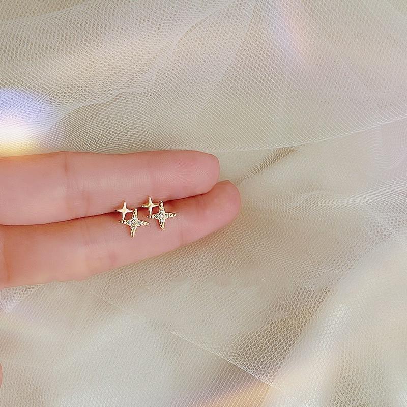 iF ME Простые серьги-гвоздики в форме сердца, бабочки, листьев, цветов, кристаллов, звезд, крестов, золотые, серебряные серьги-гвоздики для женщин, ювелирные аксессуары