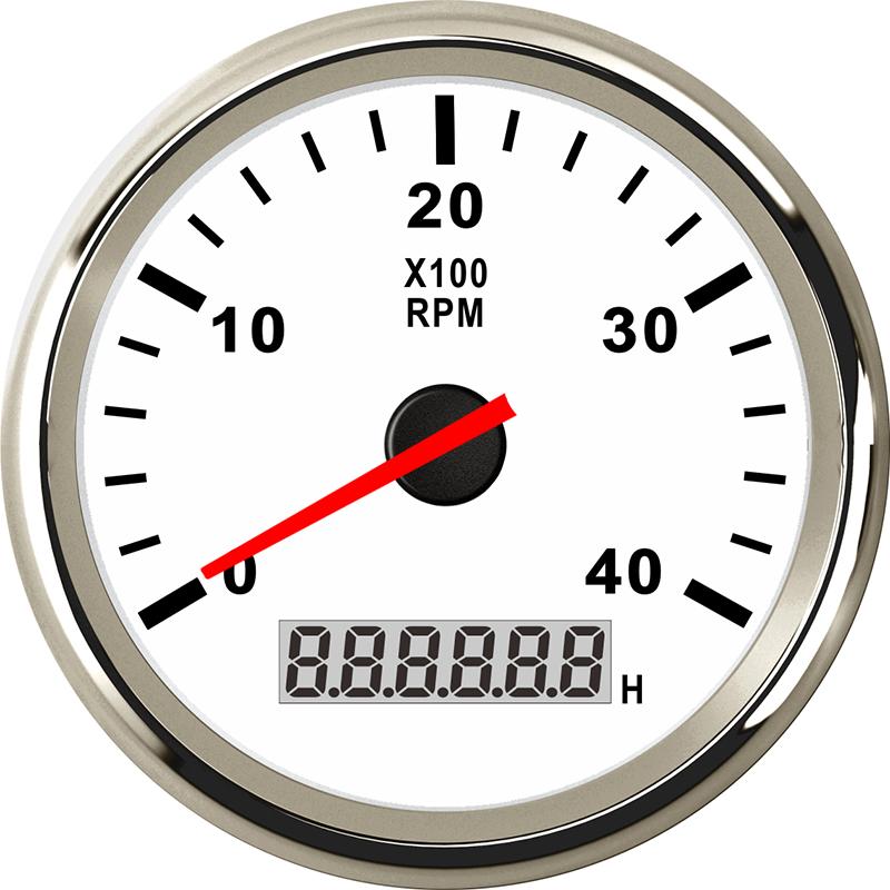 85mm Tachometer Car Tacho Sensor Marine with LCD Hourmeter Digital 4000 RPM Meter for Boat Motorcycle 12V 24V Red Backlight