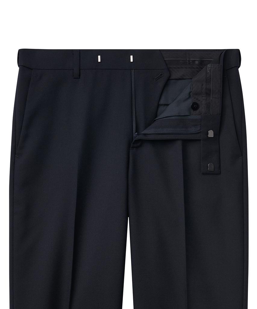 MUSINSA STANDARD Wool Blend Semi-Wide Hidden Elastic Waist Slacks [Navy]