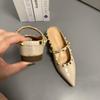 2024 Лето Новые Заклепки Неглубокий Молния Телесный Baofeng Half Drag Женские Тапочки Маленькие Внутри Увеличение 5 СМ Заостренные Тапочки