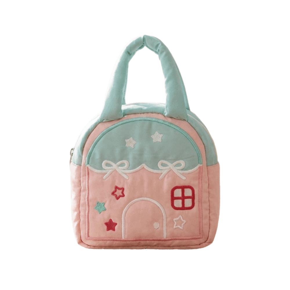 Portable Small House Shaped Handbag Large Capacity Makeup Organizer Bag Daily Use