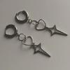 Punk Star Cross Earrings for Women Korean Y2k Jewelry Accessories Gift Rock Grim Silver Color Hollow Heart Star Drop Ear Hooks