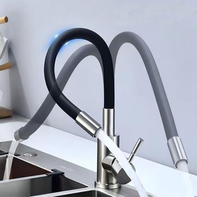 Смеситель для кухонной раковины из нержавеющей стали Универсальный гибкий шланг Горячий Холодный Кухонный смеситель Настольный Смеситель для ванной комнаты Кухонный кран