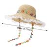Breathable Sun Protection Straw Hat Nylon Lightweight Lace Trim Large Brim Hat Floral Tie Hollow Out Sunshade Hat Vacation
