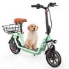 iScooter I12 Folding Electric Scooter 36V7.5Ah Battery, 500W Motor, Seat, Rear Basket, Disc Brakes, 12" Tires Green Foldable City Scooter