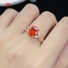 New Imitation Crystal Orange Zircon Bow Temperament Light Luxury Plated Rose Gold Open Ring Women
